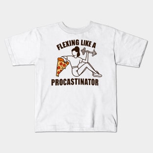 "Flexing like a Procrastinator" Funny Gym Kids T-Shirt